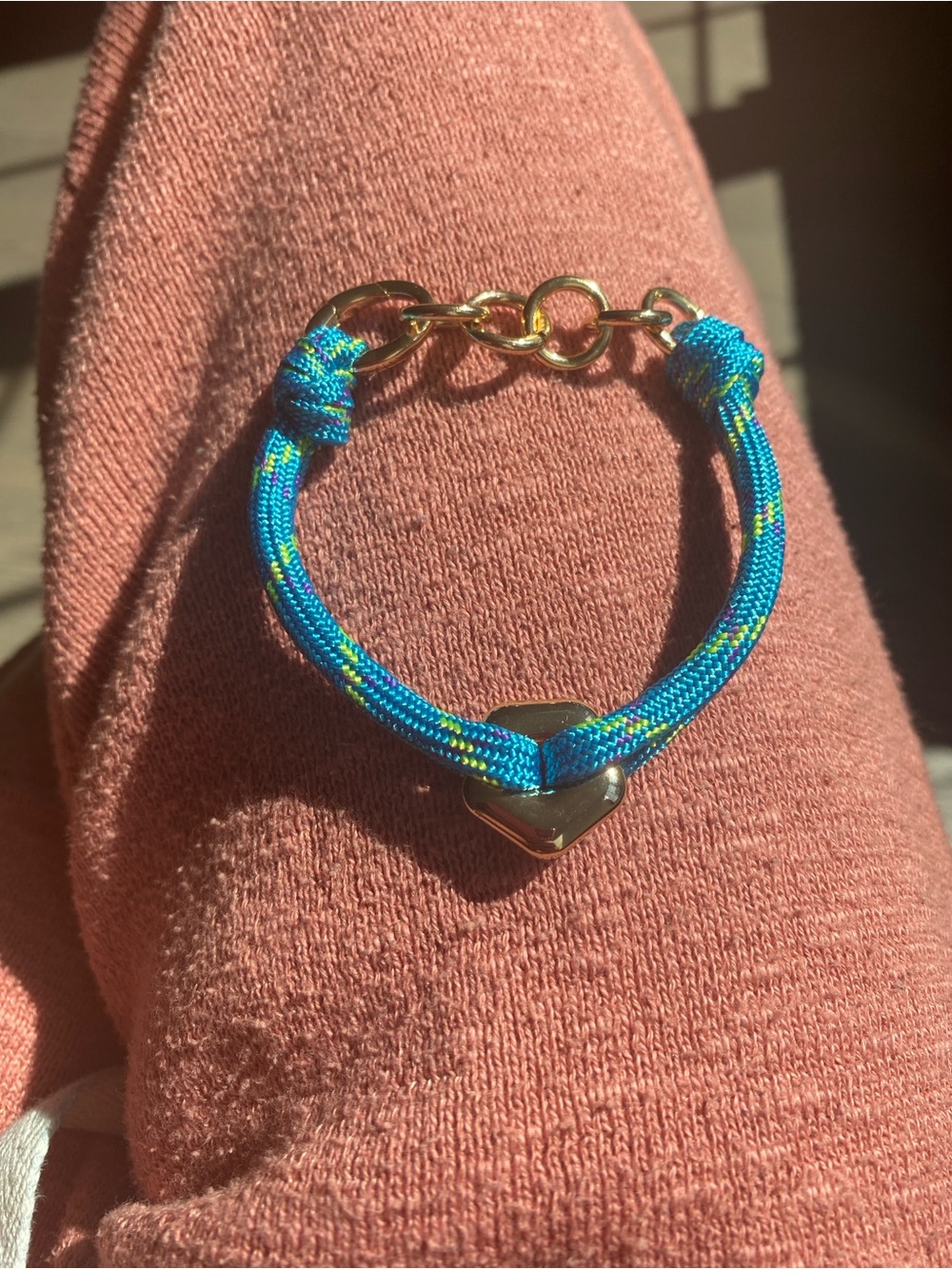 Anthropologie Blue and Green Cord Bracelet with Gold Accent